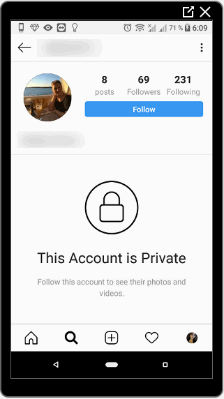 Account privato su Instagram