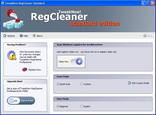 Verifica del registro con Regcleaner