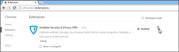 Rimuovi le estensioni VPN del tuo browser